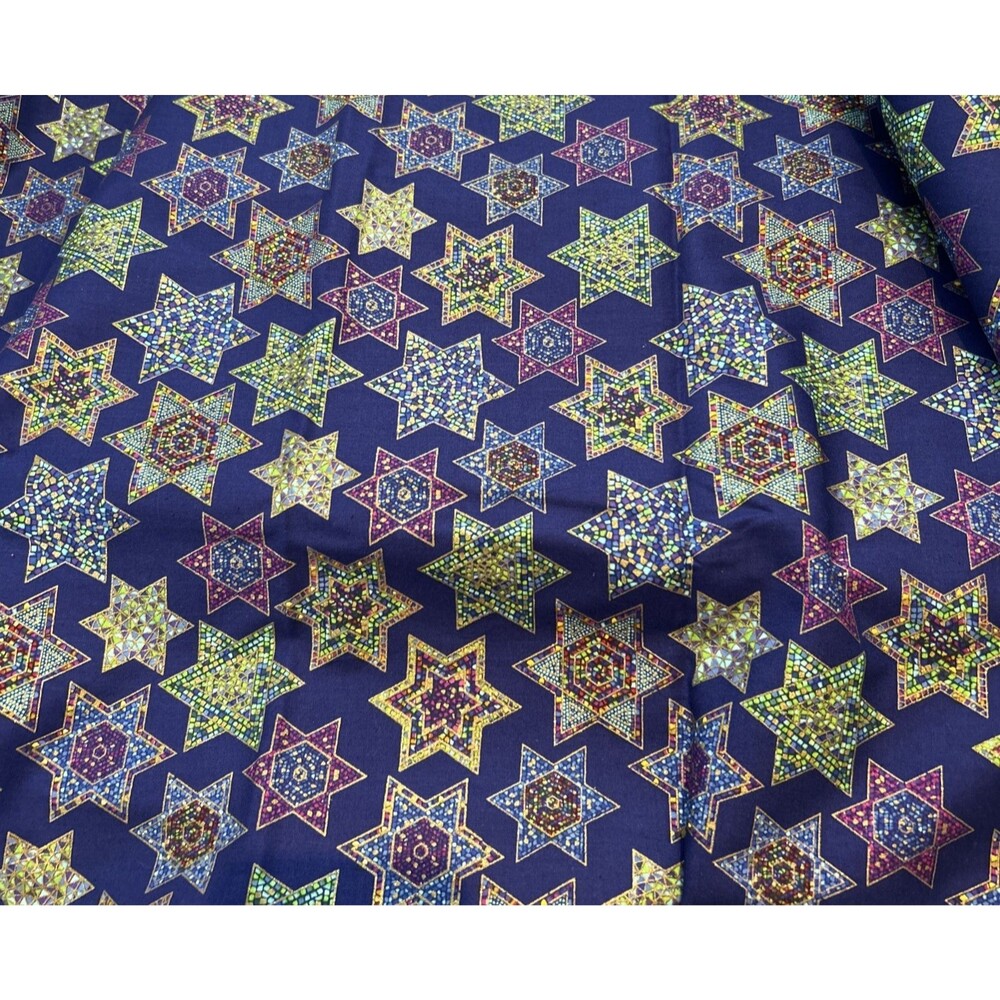 Stained Glass Star of David Jewish MosaicCotton Quilting Fabric JoAnn 80" X 42"
